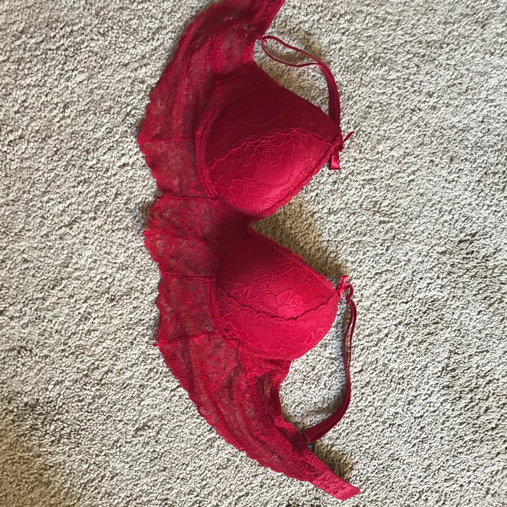 Red lace bra